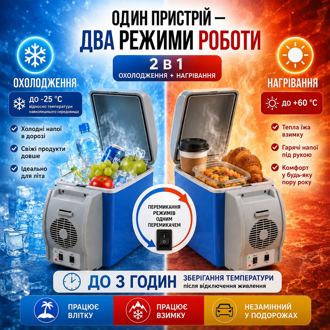 Портативний автохолодильник 7.5 л